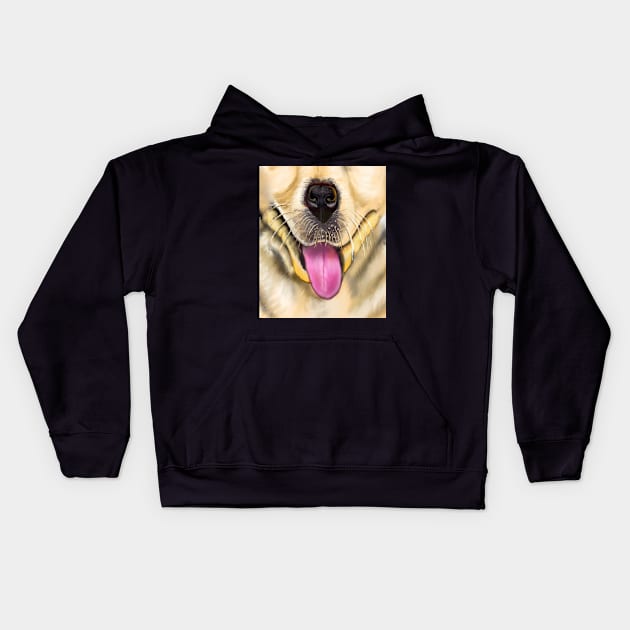 Labrador retriever mouth - cute Golden Labrador retriever puppy dog Kids Hoodie by Artonmytee